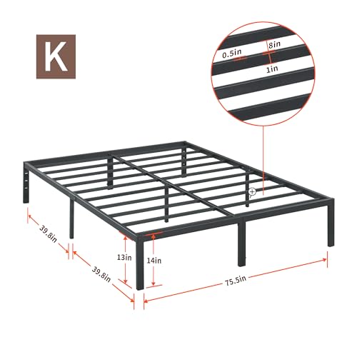 18 Inch Tall Heavy Duty Steel Slat Bed Frame Full Black A665233