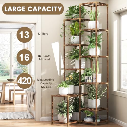 10 Tier Tall Corner Wood Plant Stand Shelf N14711