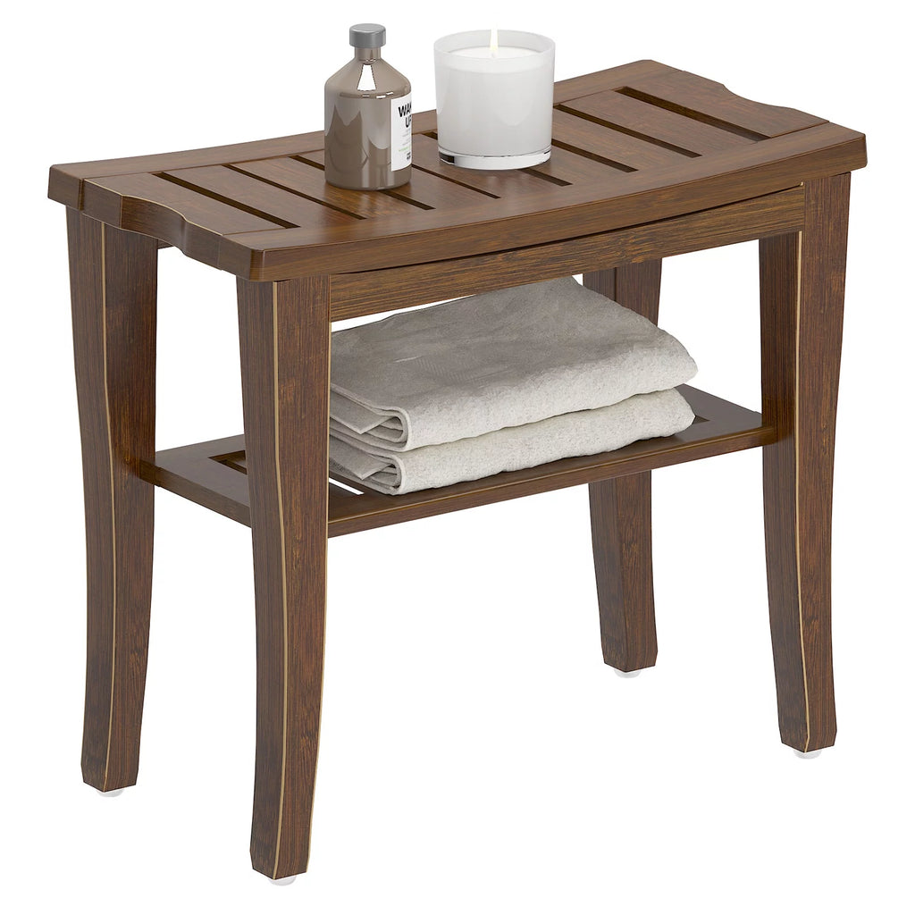 Coffee Bamboo Bathroom Bench W2627