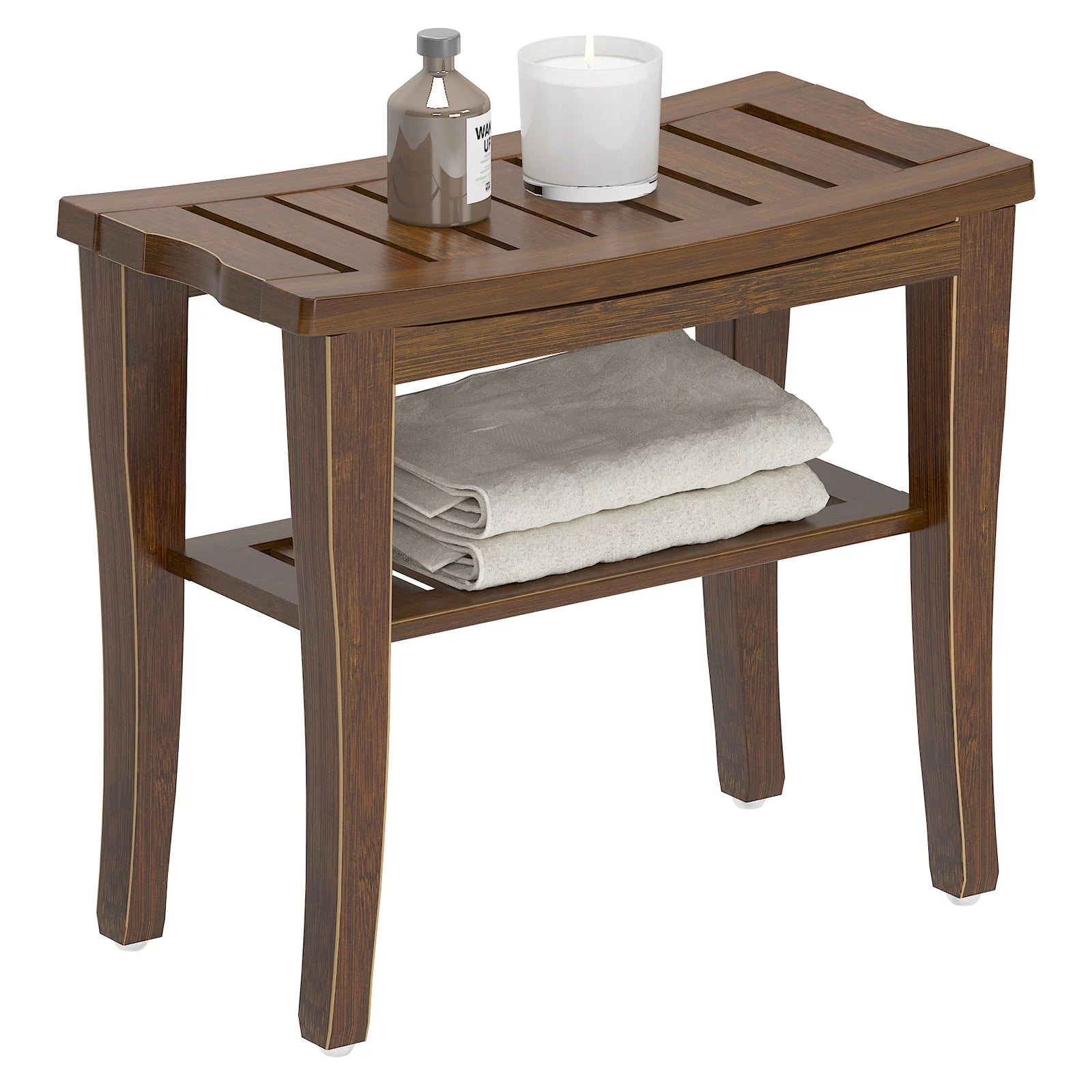 Coffee Bamboo Bathroom Bench W2627