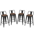 Distressed White 30 Inch Metal Bar Stools Set of 4 J915505