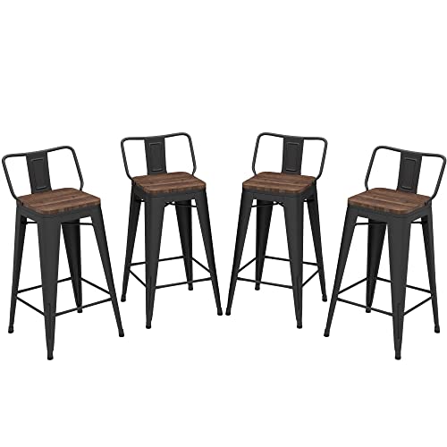 Distressed White 30 Inch Metal Bar Stools Set of 4 J915505