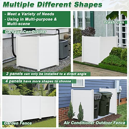 White 2 Panel Outdoor Privacy Screen with Iron Stakes N80183
