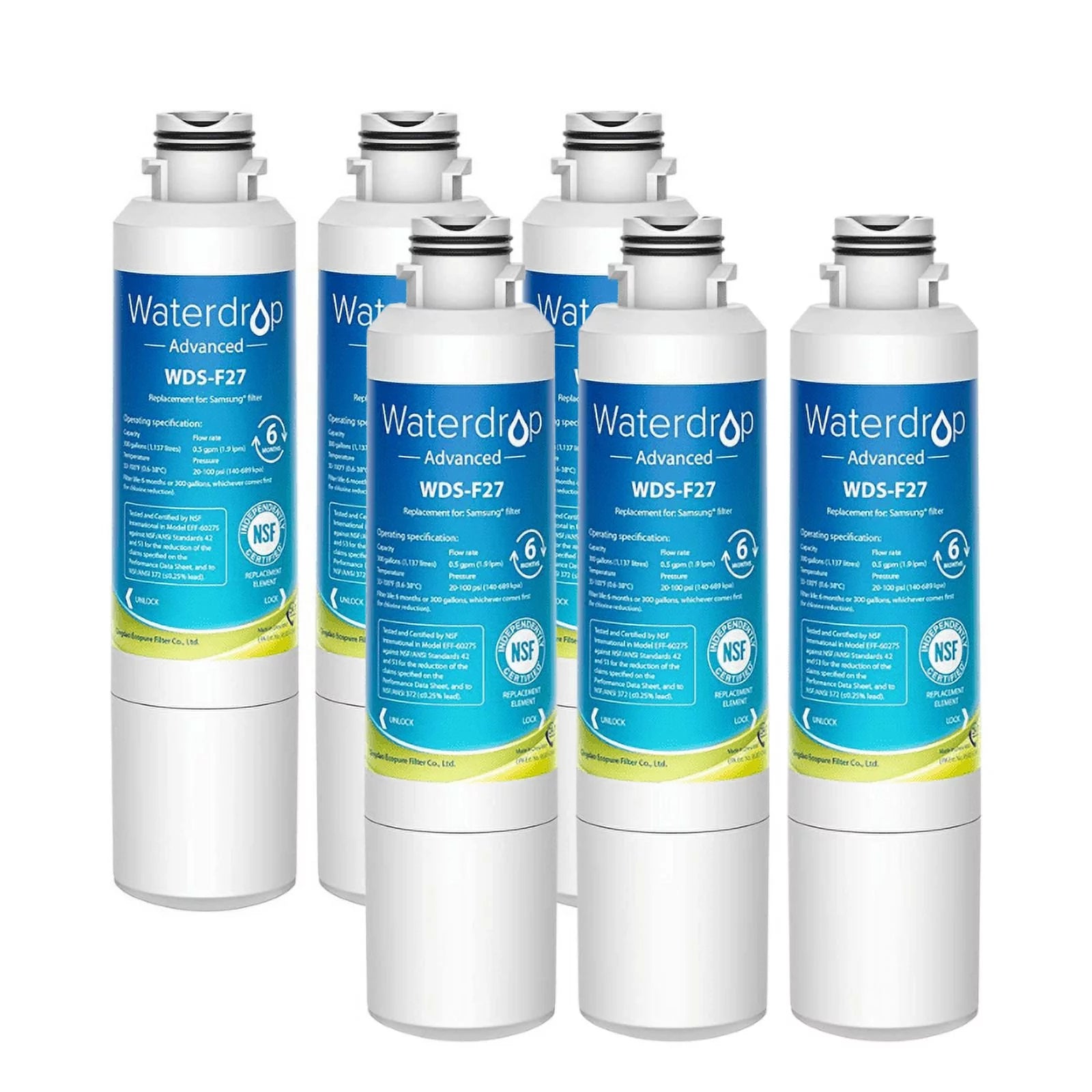 NSF 53&42 Certified Refrigerator Water Filter, 6 Filters M2547