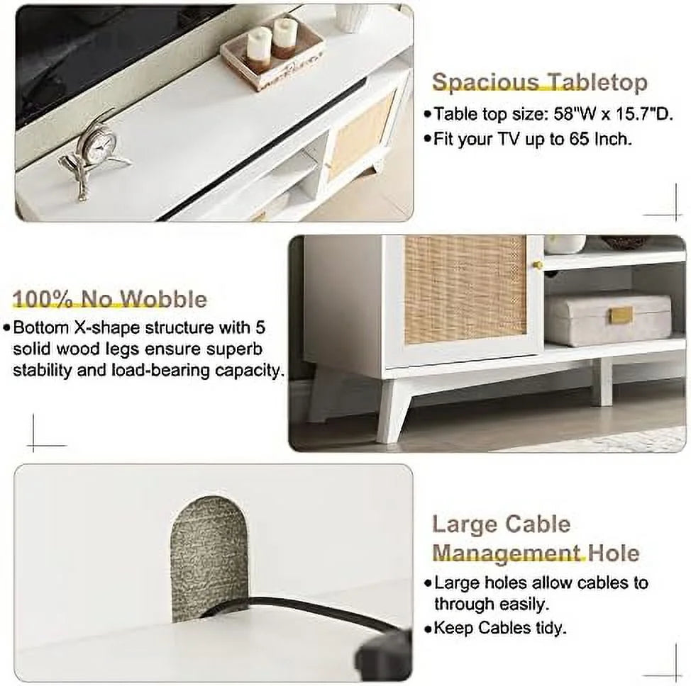 TV Stand with Natural Rattan Door L35777