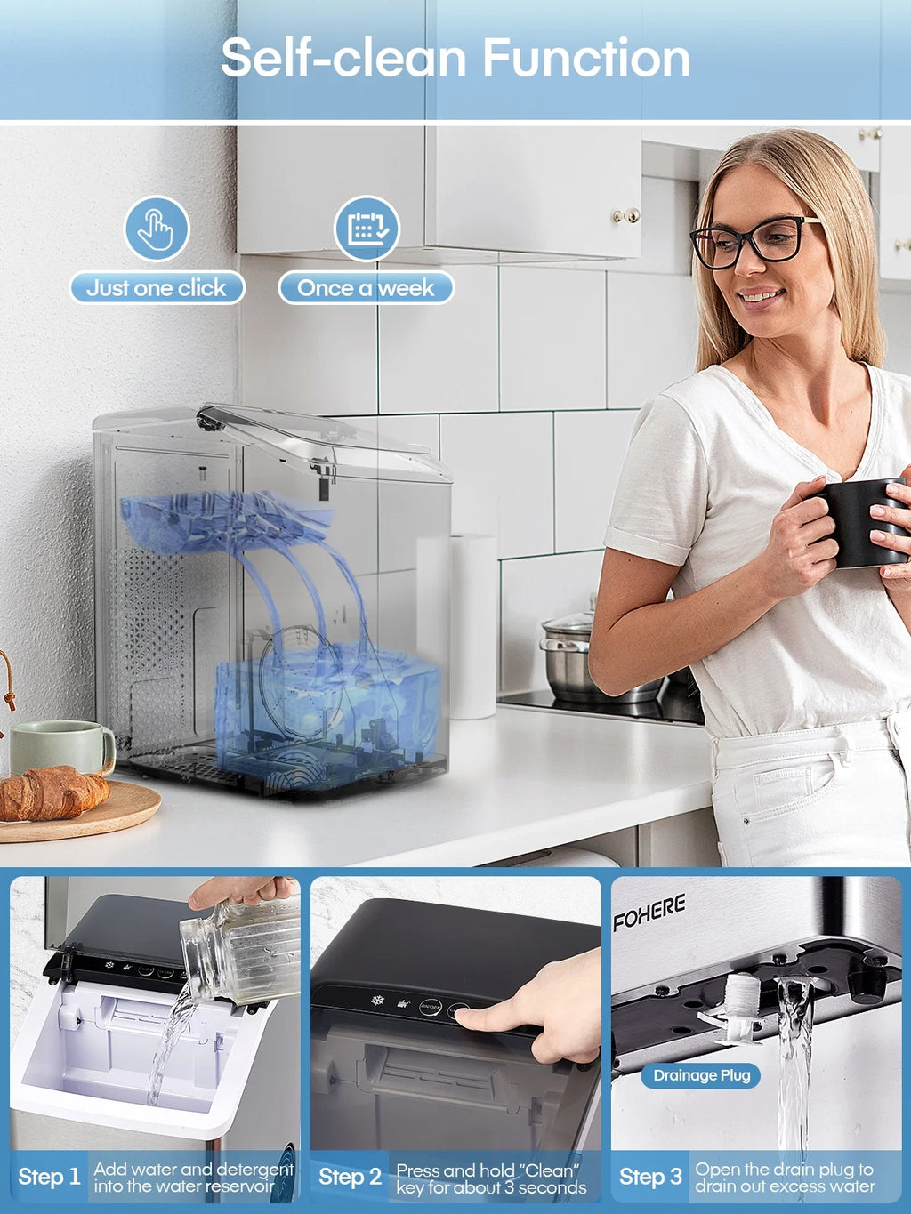 Stainless Steel Countertop Pellet Ice Maker J972