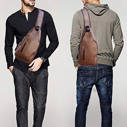 Small Leather Crossbody Sling Backpack with USB Charge Port Y14192