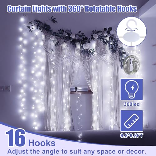 19.6ft x 9.8ft Warm White Curtain String Light A726