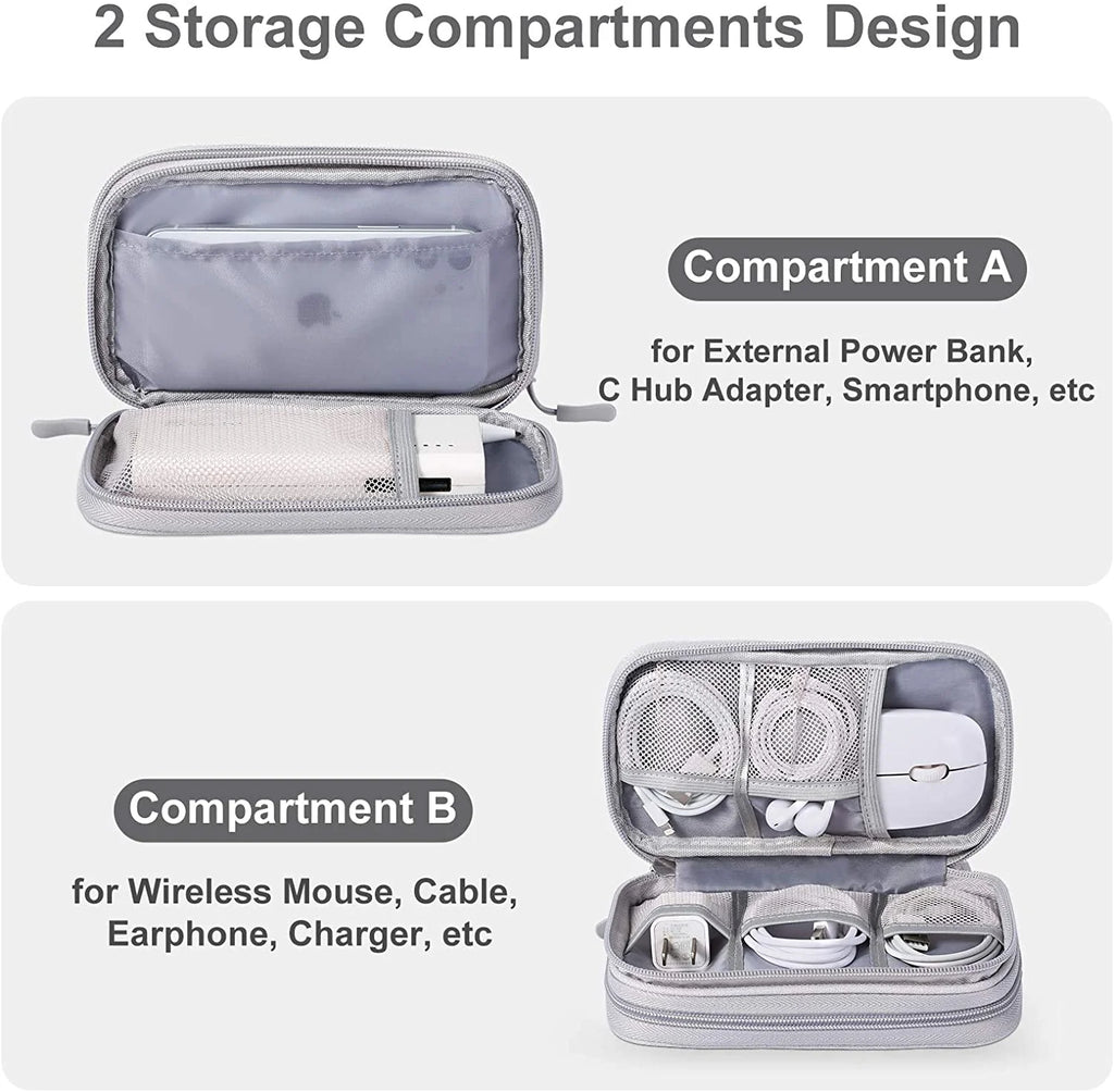 Compact Light Grey Travel Electronics Organizer Bag D46030