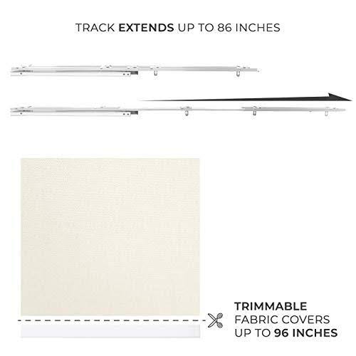 Blackout Adjustable Sliding Panel Track Blind, Up to 86 inchw x 96 inchh, Ivory F888