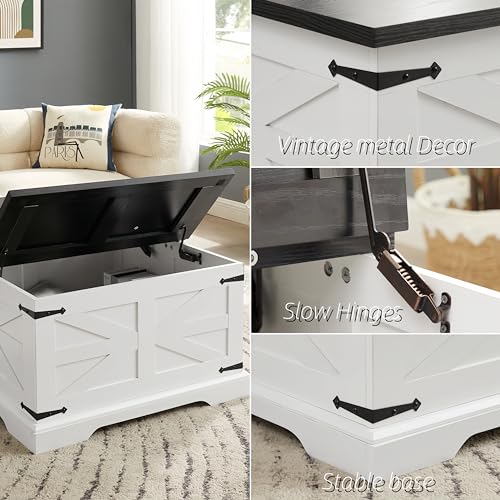 Farmhouse Lift Top Coffee Table, 31.5" Square Wood Center Table with Hidden Storage Compartment D170