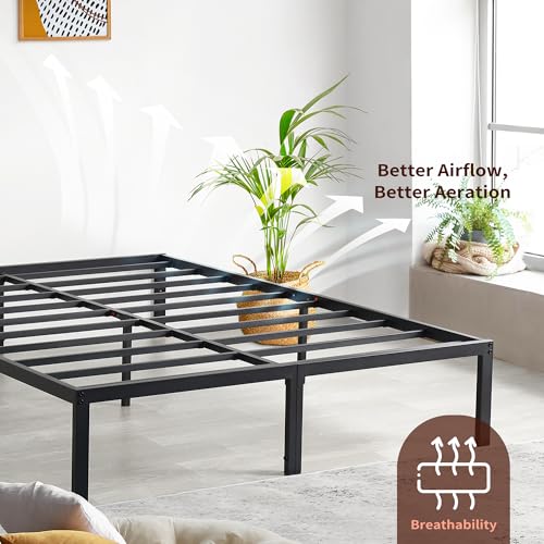 18 Inch Tall Heavy Duty Steel Slat Bed Frame Full Black A665233