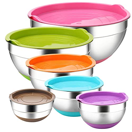 6 Piece Stainless Steel Mixing Bowls with Airtight Lids Y211