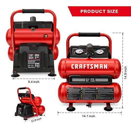 2 Gal Twin Stack Portable Air Compressor 125 PSI Z603830