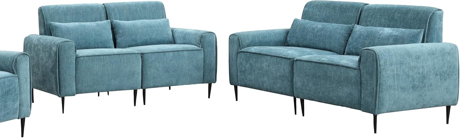 Blue Chenille Sofa Loveseat Set H95960