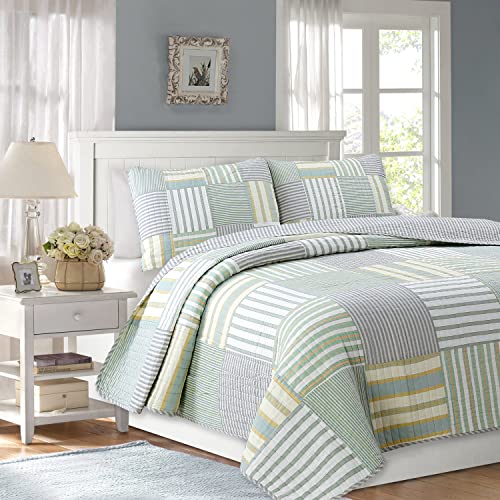 100% Cotton Reversible Patchwork Quilt Bedding Set Queen-3 Piece R7679