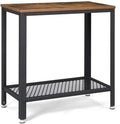 Industrial Rustic Brown Side Table with Mesh Shelf J51289