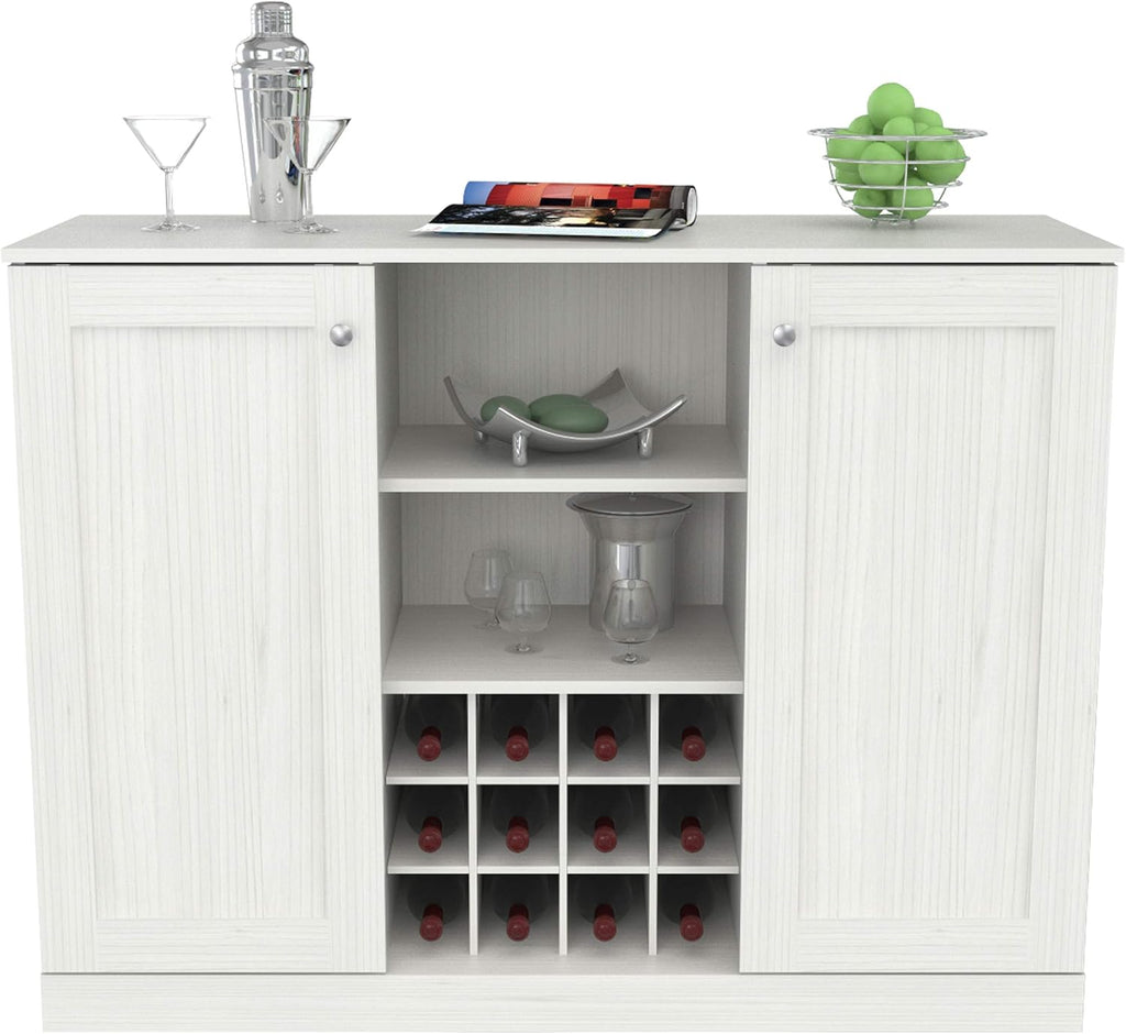 4-Piece Buffet Storage System with 2 Tall/Slim Cabinets, Washed Oak U577221