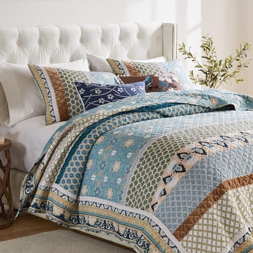 3-Piece Full/Queen Blue Quilted Bedding Set P17884