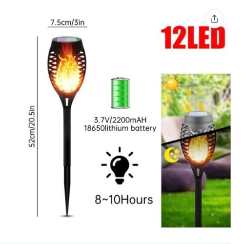 4 Pack Solar Torch Light with Flickering Flame, Waterproof Solar Garden Lights W81203