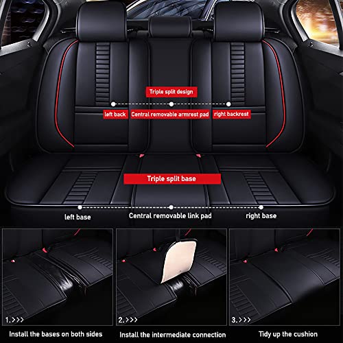 Black Leather 5 Car Seat Covers E252