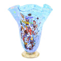 Aqua Murano Glass Millefiori Vase O7845