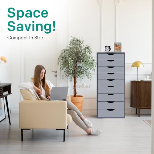 Gray 9 Drawer Wood Dresser O317
