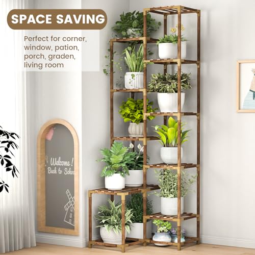 10 Tier Tall Corner Wood Plant Stand Shelf N14711