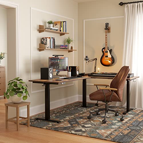 Triple Motor L Shaped Electric Standing Desk Frame, Black (Frame Only) Y34286