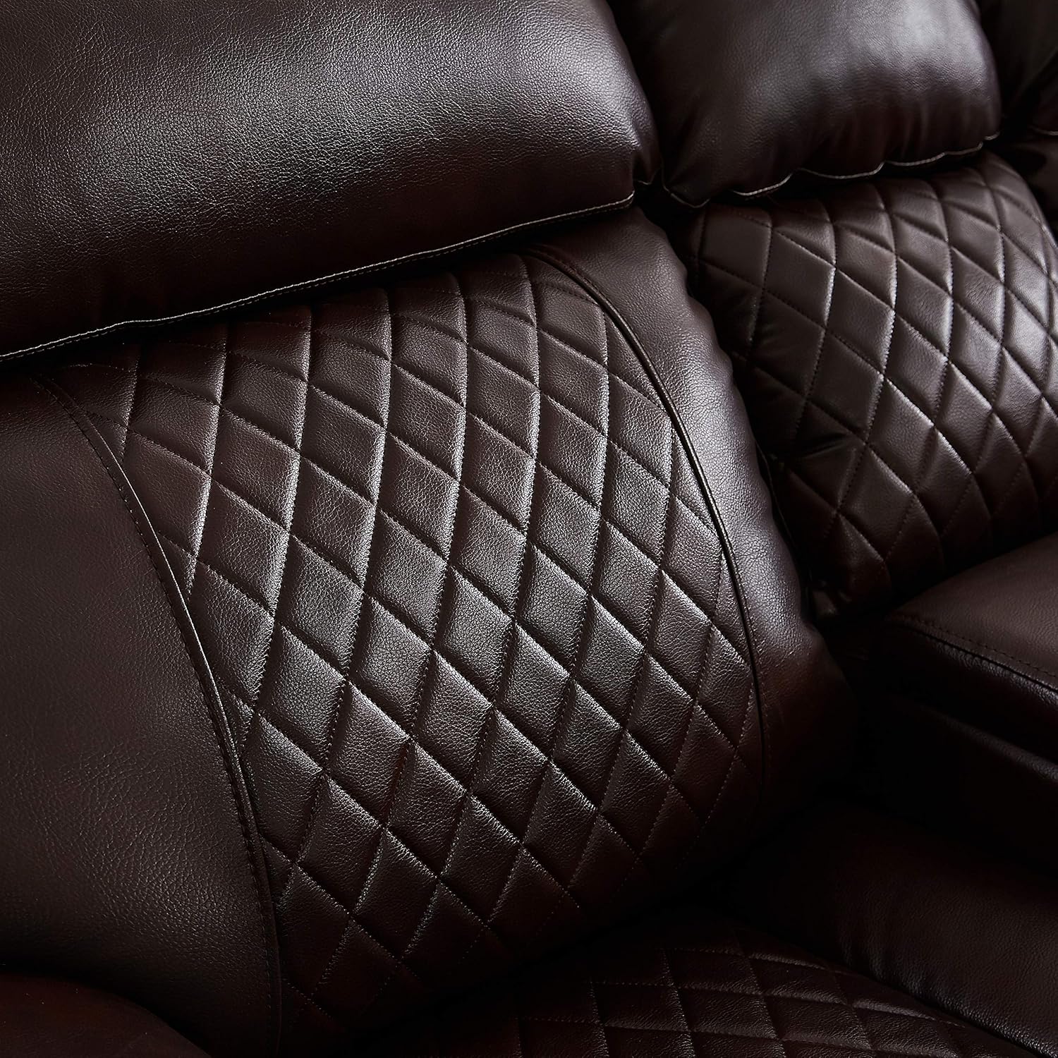 Brown PU Leather L Shape Reclining Sectional Sofa O6362