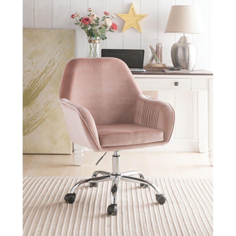 Pink Peach Velvet Office Chair J370691