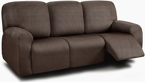 8-Pieces Dark Grey Stretch Recliner Sofa Covers U687263