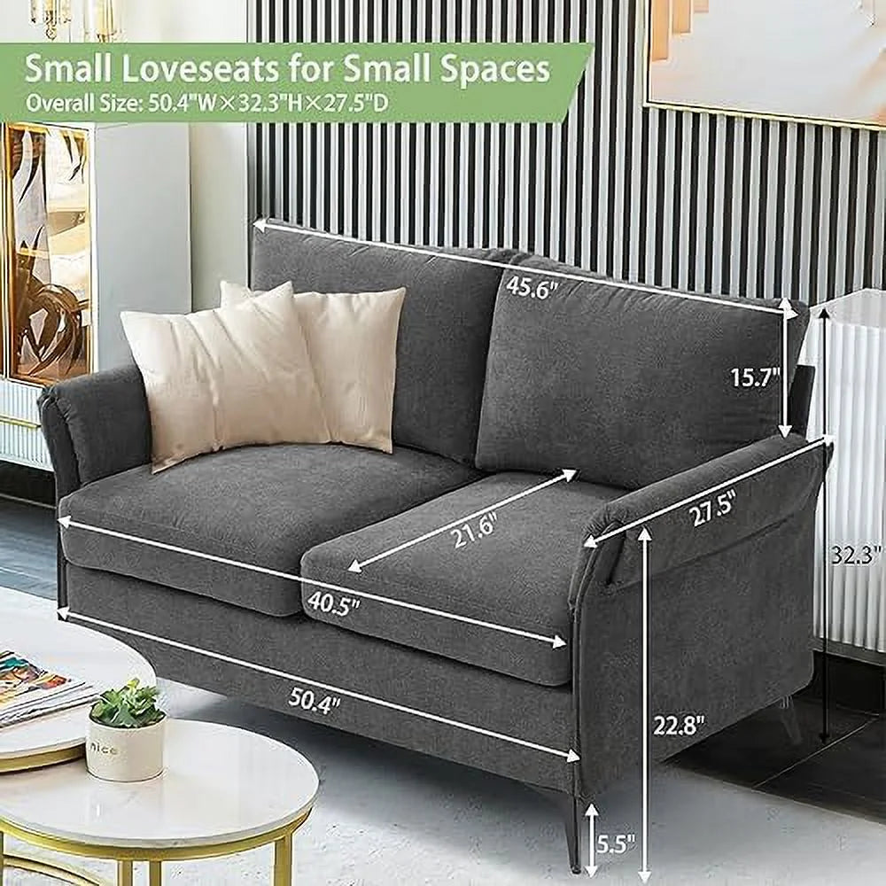 50" Fabric 2-Seater Sofa with Removable Cushion R273383