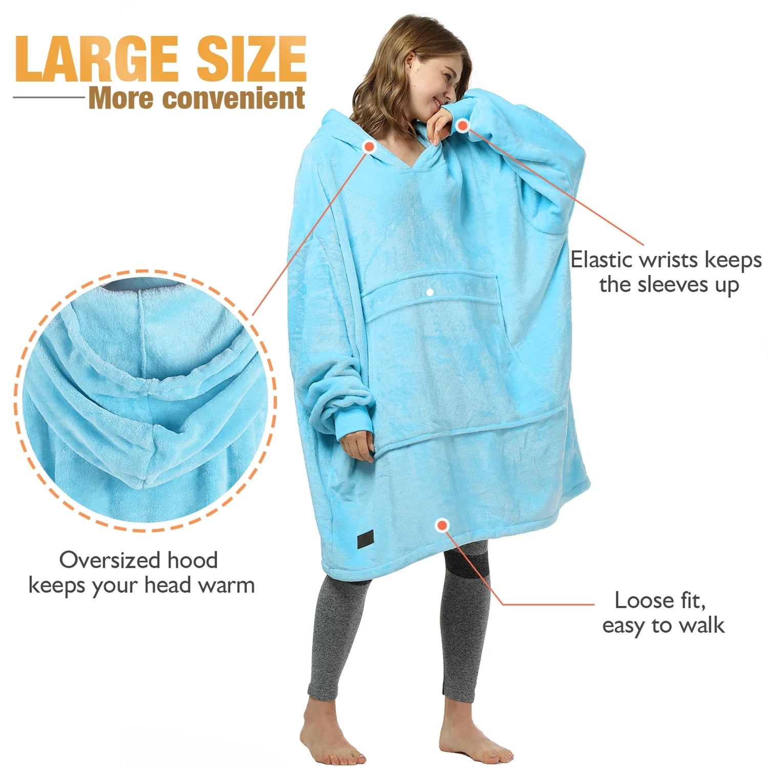 Blue Hooded Fleece Sweatshirt K35189