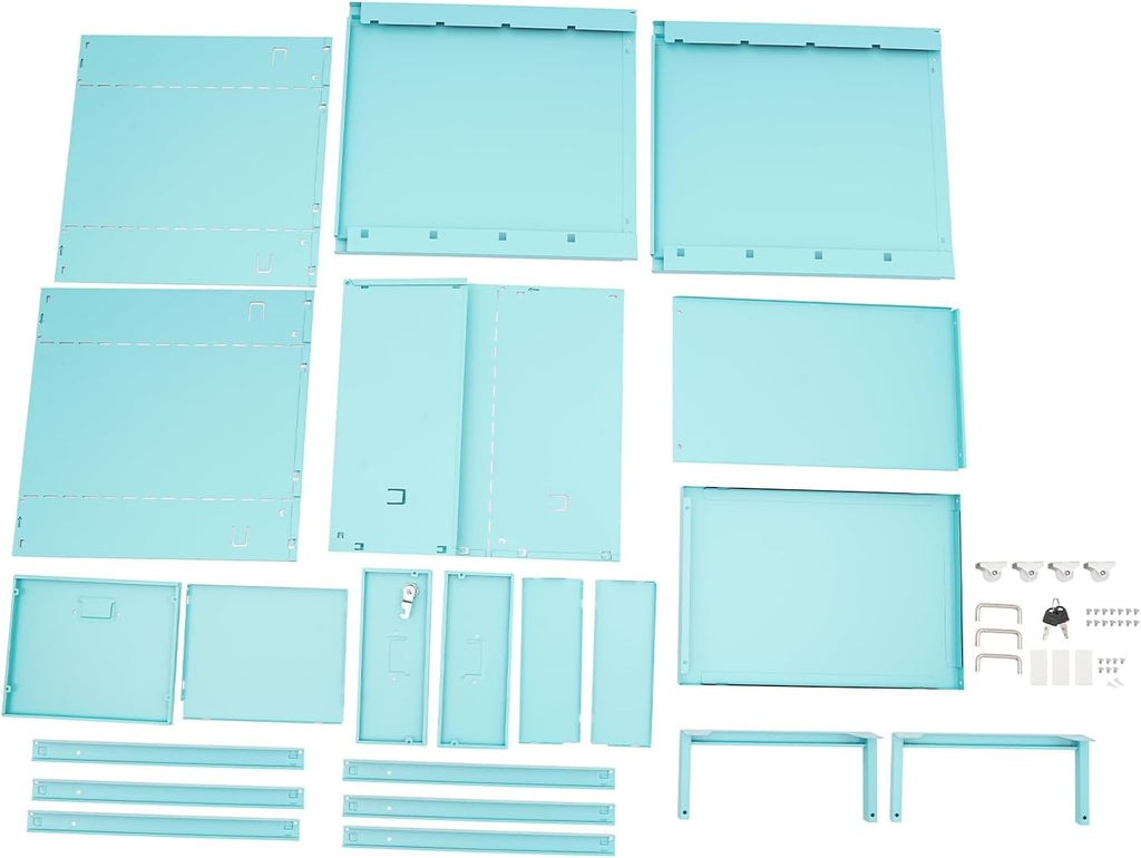 Blue 3 Drawer Mobile Metal Filing Cabinet with Lock U130939