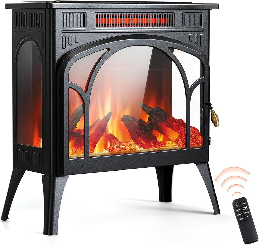 1500W Infrared Electric Fireplace Heater with 3D Flame Effect H271577