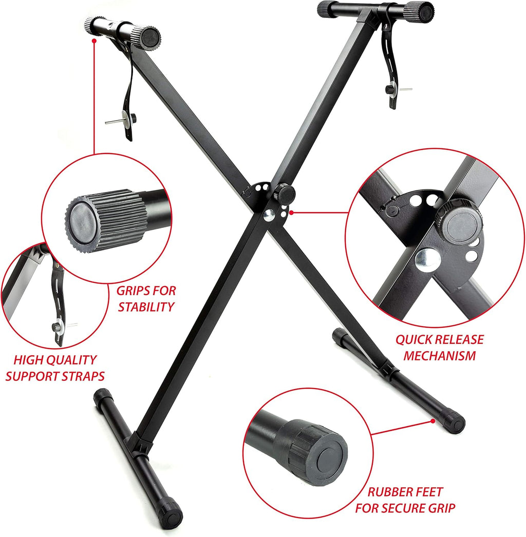 61 Key Keyboard Piano Stand with Pitch Bend Kit, Piano Bench, Headphones, Keynote Stickers X936893