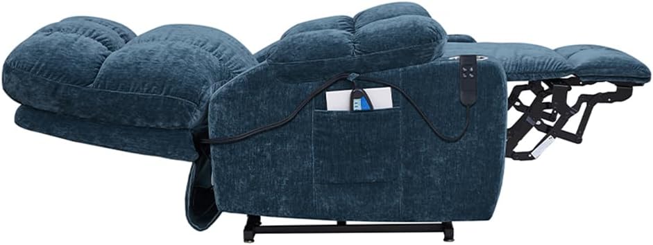 Blue Dual Motor Power Lift Recliner Chair with Remote Control Massage and Heat Cup Holder Y710