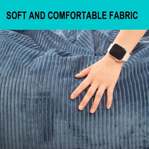 3Ft Faux Fur Memory Foam Bean Bag Chair Blue E572