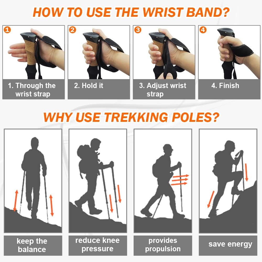 Carbon Fiber Trekking Poles with Cork Handle V30351