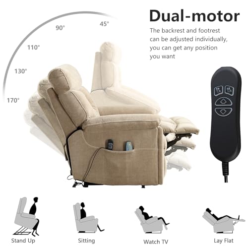 Grey Fabric Power Lift Recliner Chair with Heated Massage and USB Port S69369