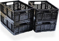 4-Pack Plastic Foldable Storage Crates, 20L, Black A5332