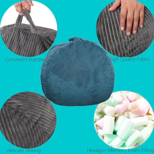 3Ft Faux Fur Memory Foam Bean Bag Chair Blue E572
