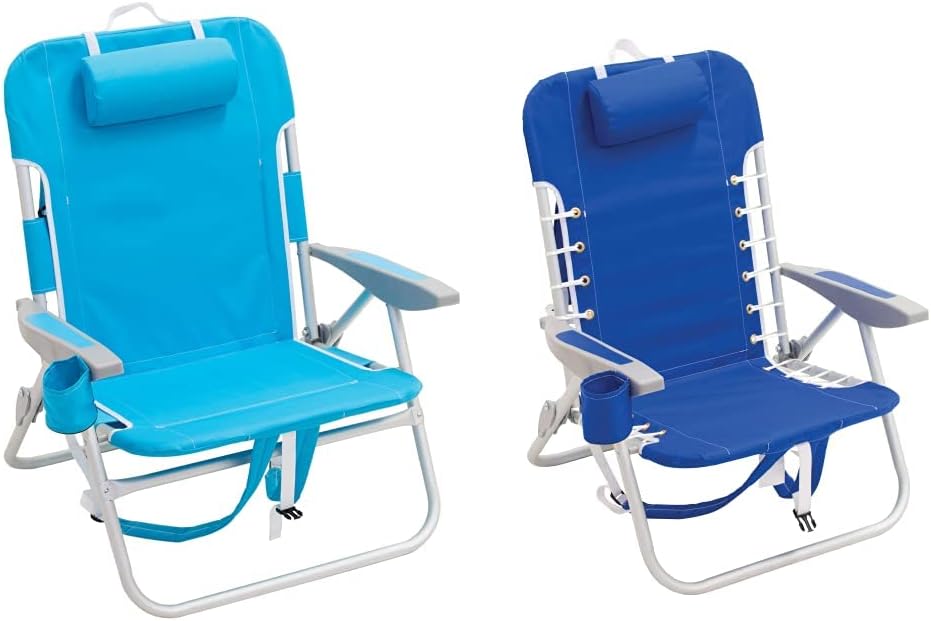 Turquoise & Light Blue Folding Backpack Beach Chair T397524