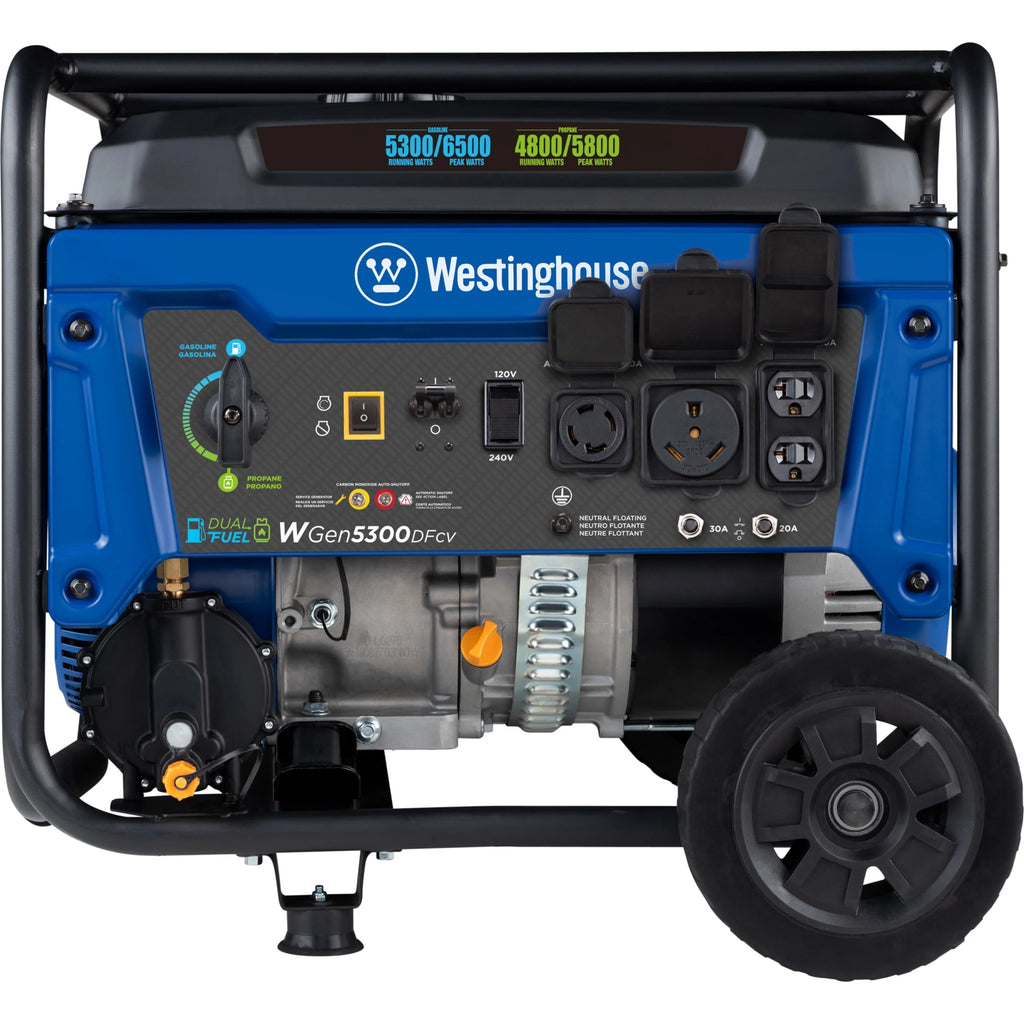 6500 Peak Watt Dual Fuel Portable Generator with CO Sensor and Wheel Kit A61162