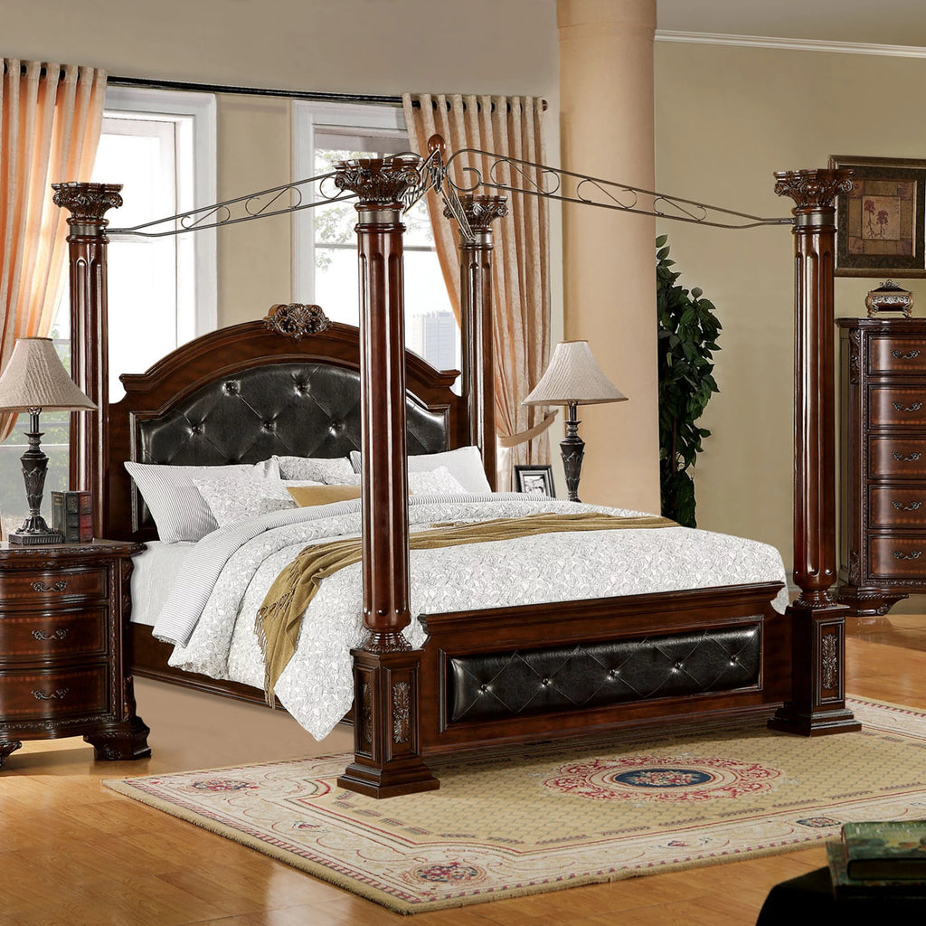Brown Cherry Queen Canopy Bed Q888150