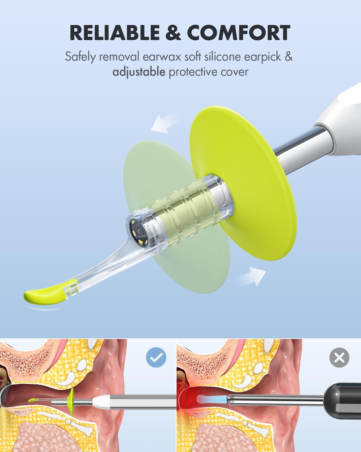 HD Ultra Clear View Ear Wax Removal Tool Otoscope with Ear Spoon Q3872