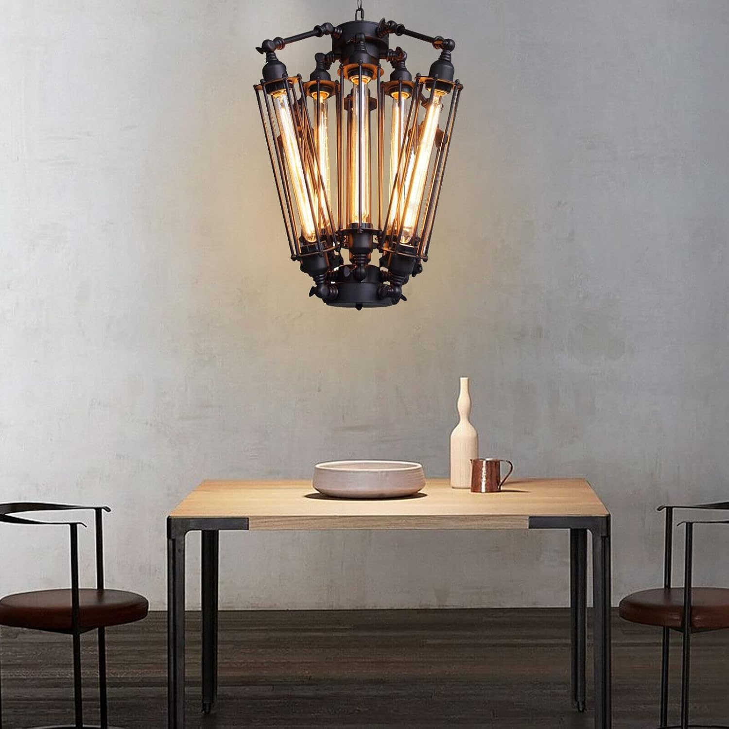 8-Lights Industrial Metal Pendant Chandelier E324