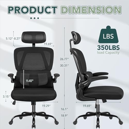 Black High Back Mesh Office Chair with Adjustable Lumbar Support R14670