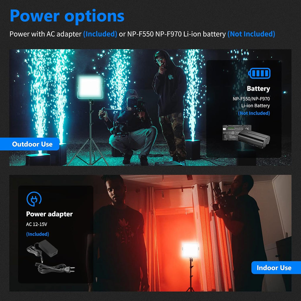 2-Pack Dimmable RGB LED Video Light Kit with Stands and Bag H58234